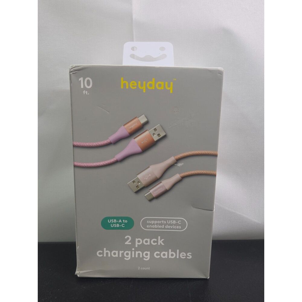 10ft USB-A to USB-C Braided Cable 2pk -Bright Lilac Cosmetic Pink